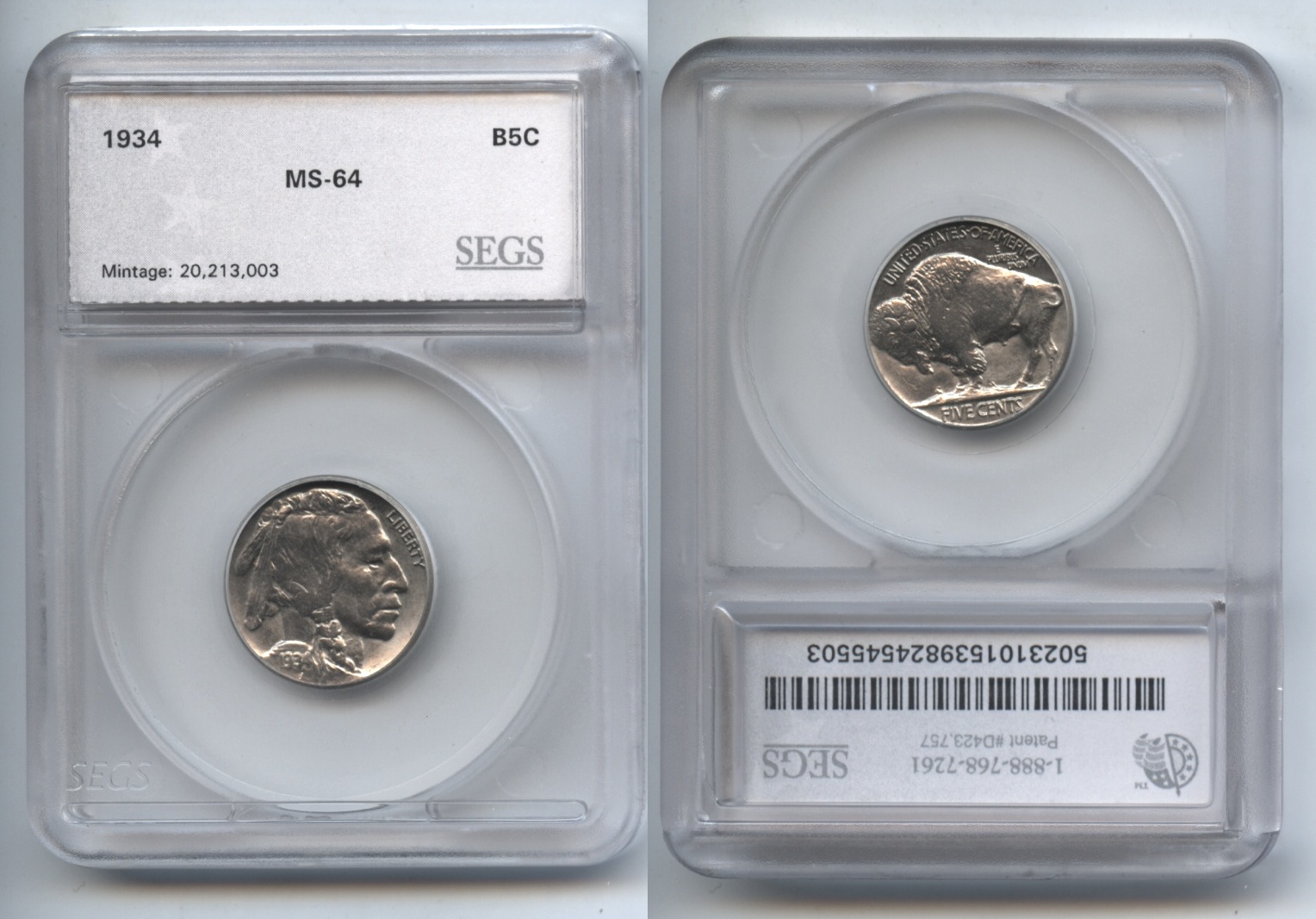 1934 Buffalo Nickel SEGS MS-64