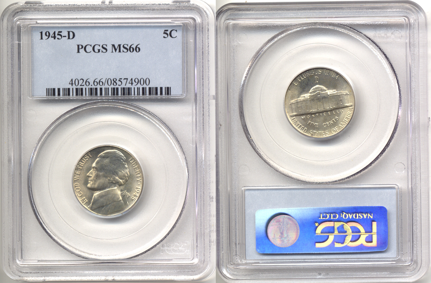 1945-D Jefferson Nickel PCGS MS-66