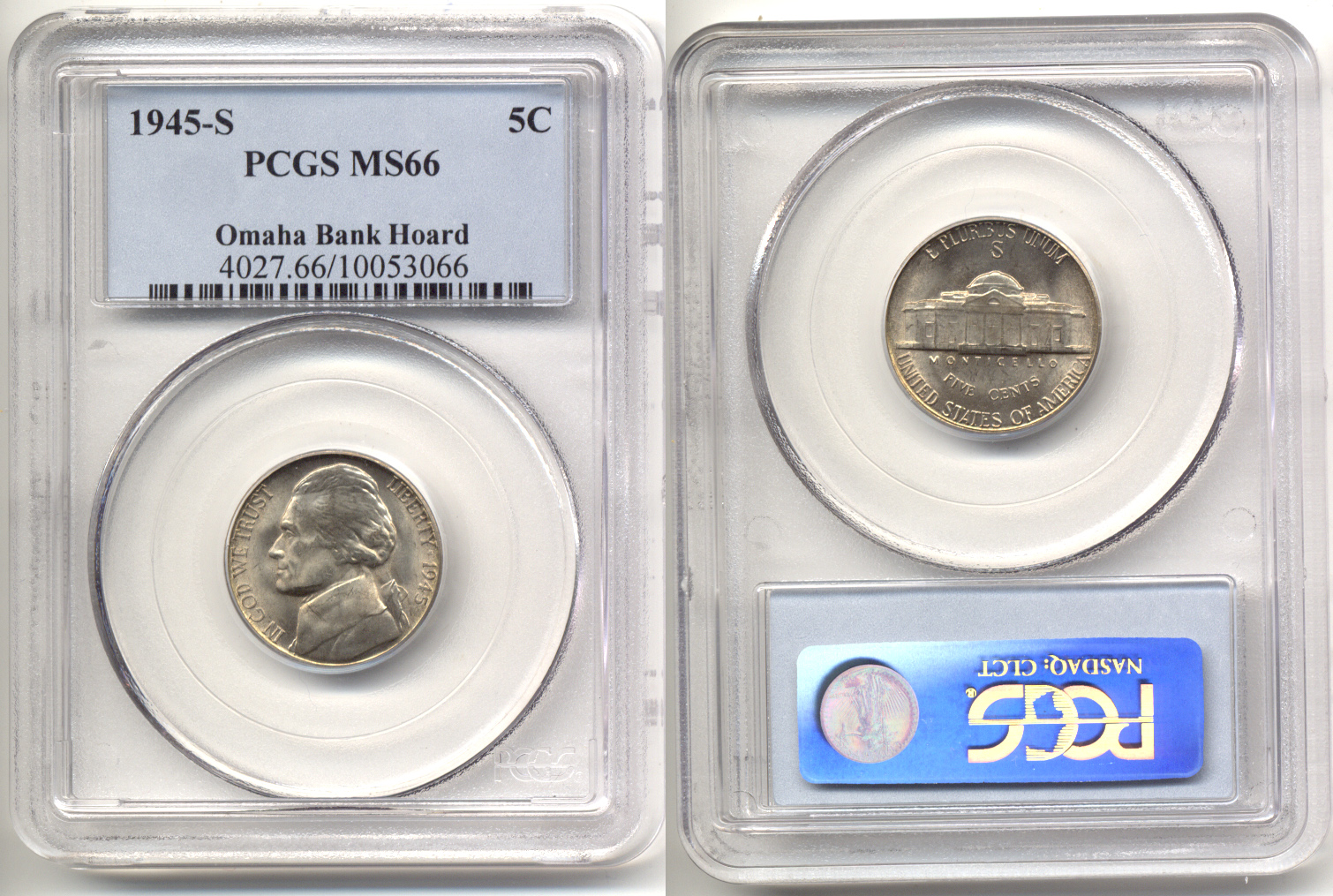 1945-S Jefferson Nickel PCGS MS-66 b