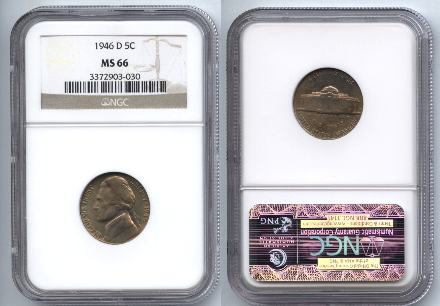 1946-D Jefferson Nickel NGC MS-66