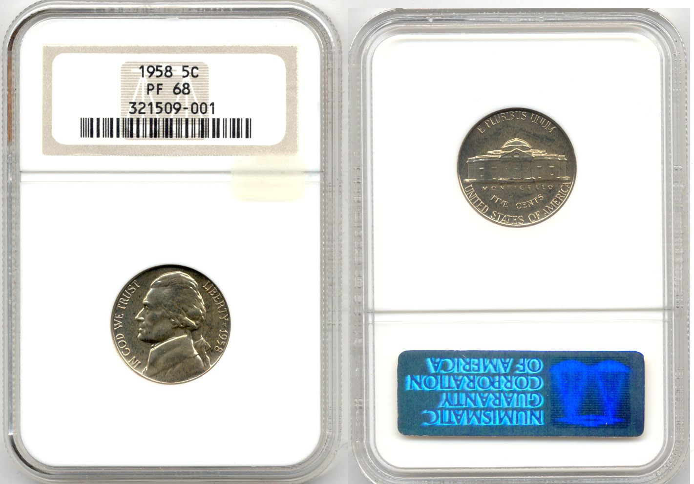 1958 Jefferson Nickel NGC Proof-68