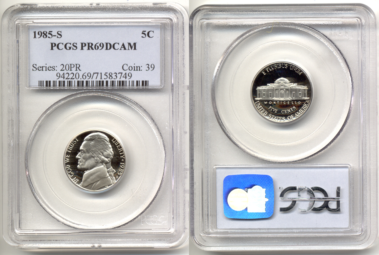 1985-S Jefferson Nickel PCGS Proof-69 Deep Cameo