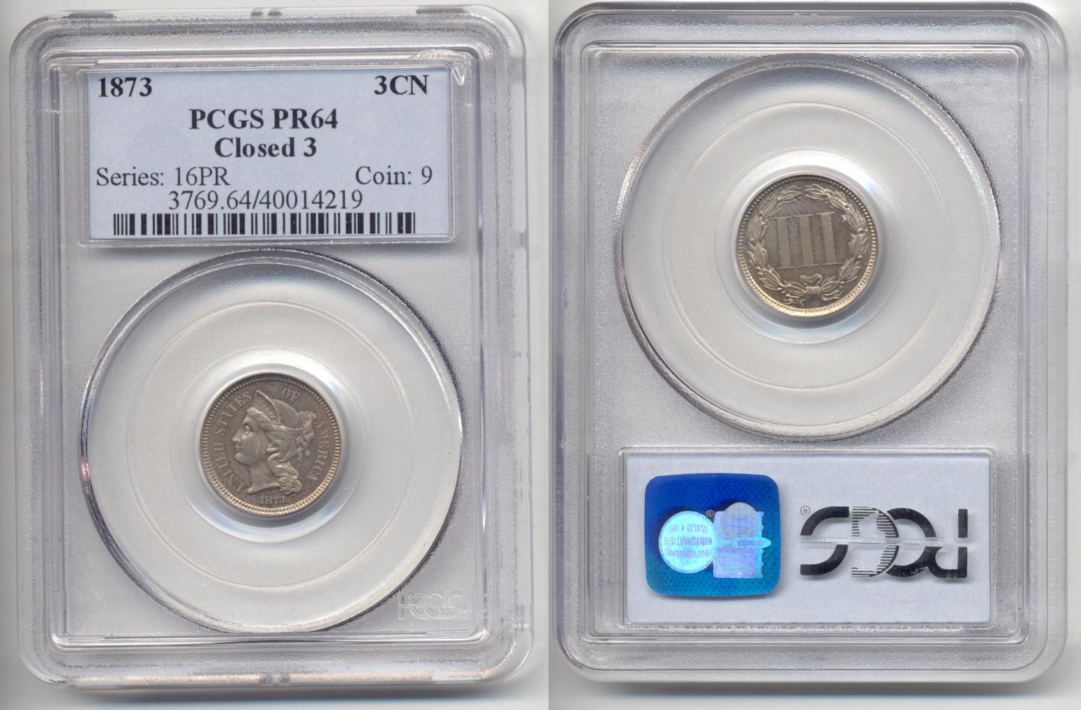 1873 Three Cent Nickel PCGS Proof-64