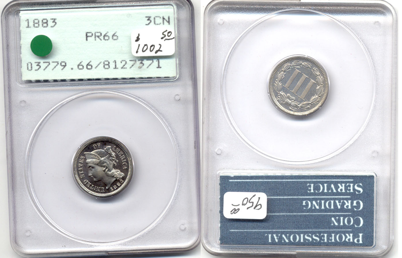 1883 Three Cent Nickel in PCGS Proof-66
