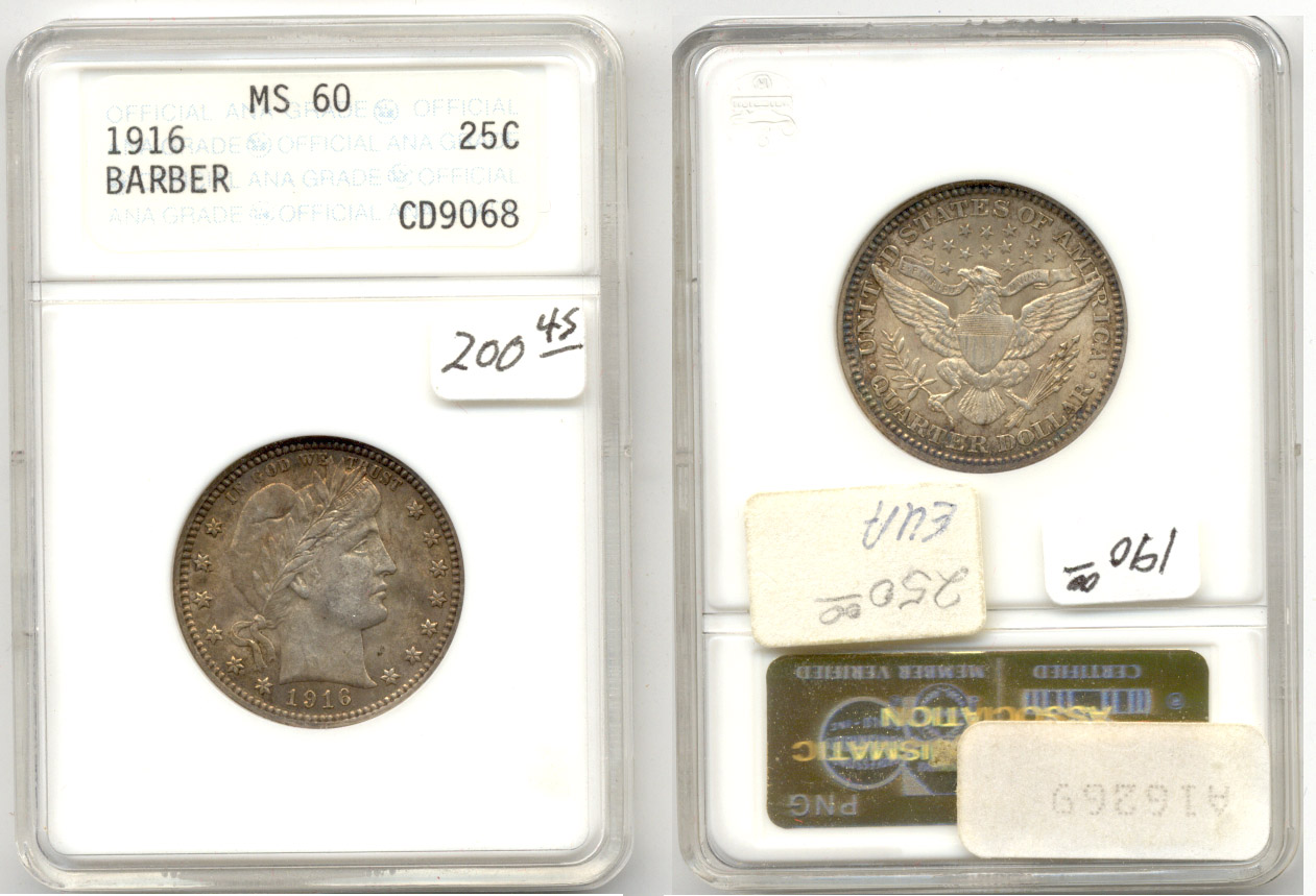1916 Barber Quarter ANACS MS-60