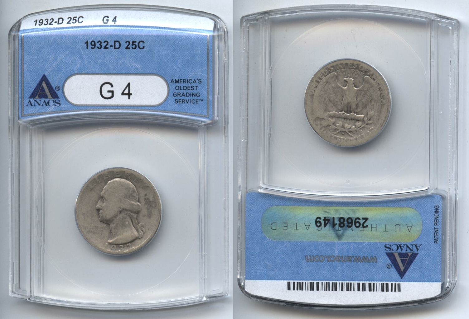 1932-D Washington Quarter ANACS Good-4