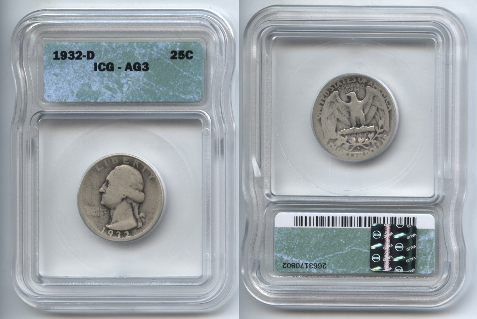 1932-D Washington Quarter ICG AG-3 #a