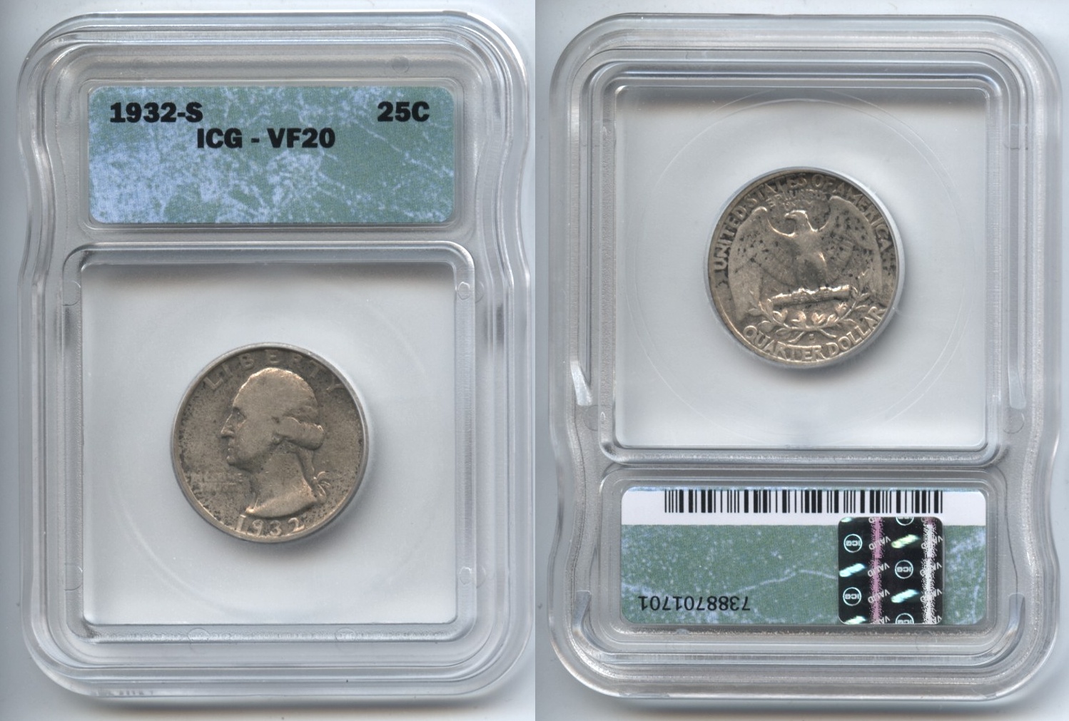 1932-S Washington Quarter ICG VF-20