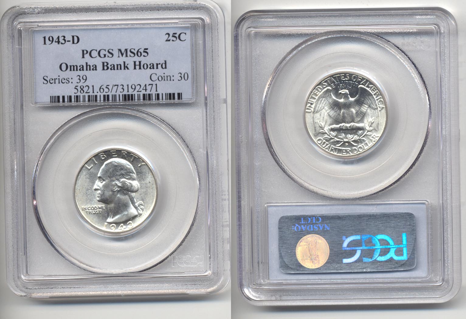 1943-D Washington Quarter PCGS MS-65 b