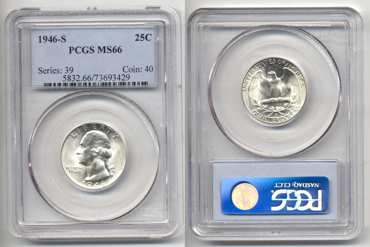 1946-S Washington Quarter PCGS MS-66 a