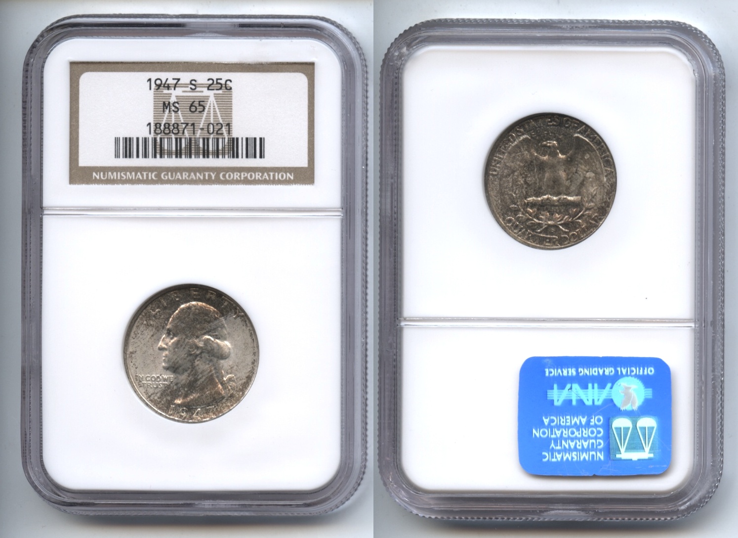 1947-S Washington Quarter NGC MS-65