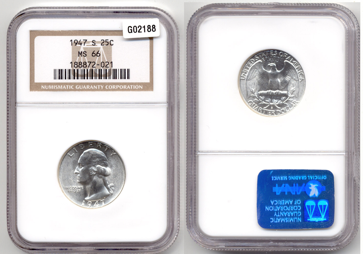 1947-S Washington Quarter NGC MS-66