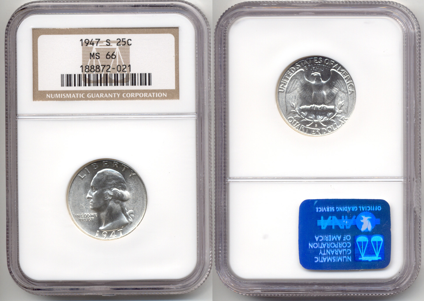 1947-S Washington Quarter NGC MS-66 a