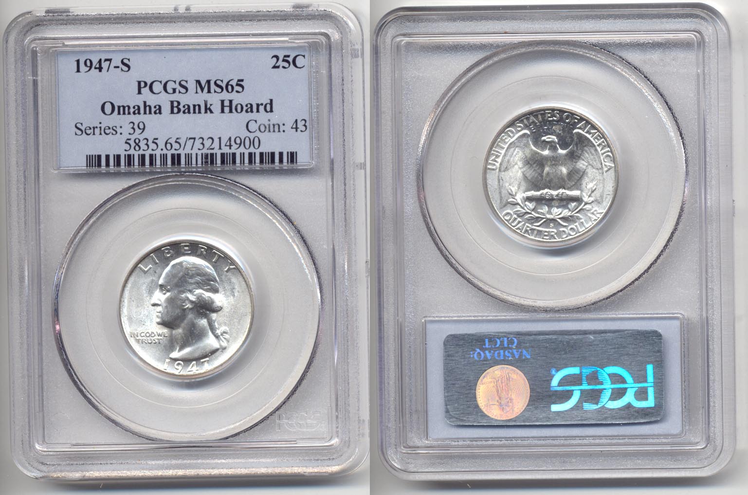 1947-S Washington Quarter PCGS MS-65 a