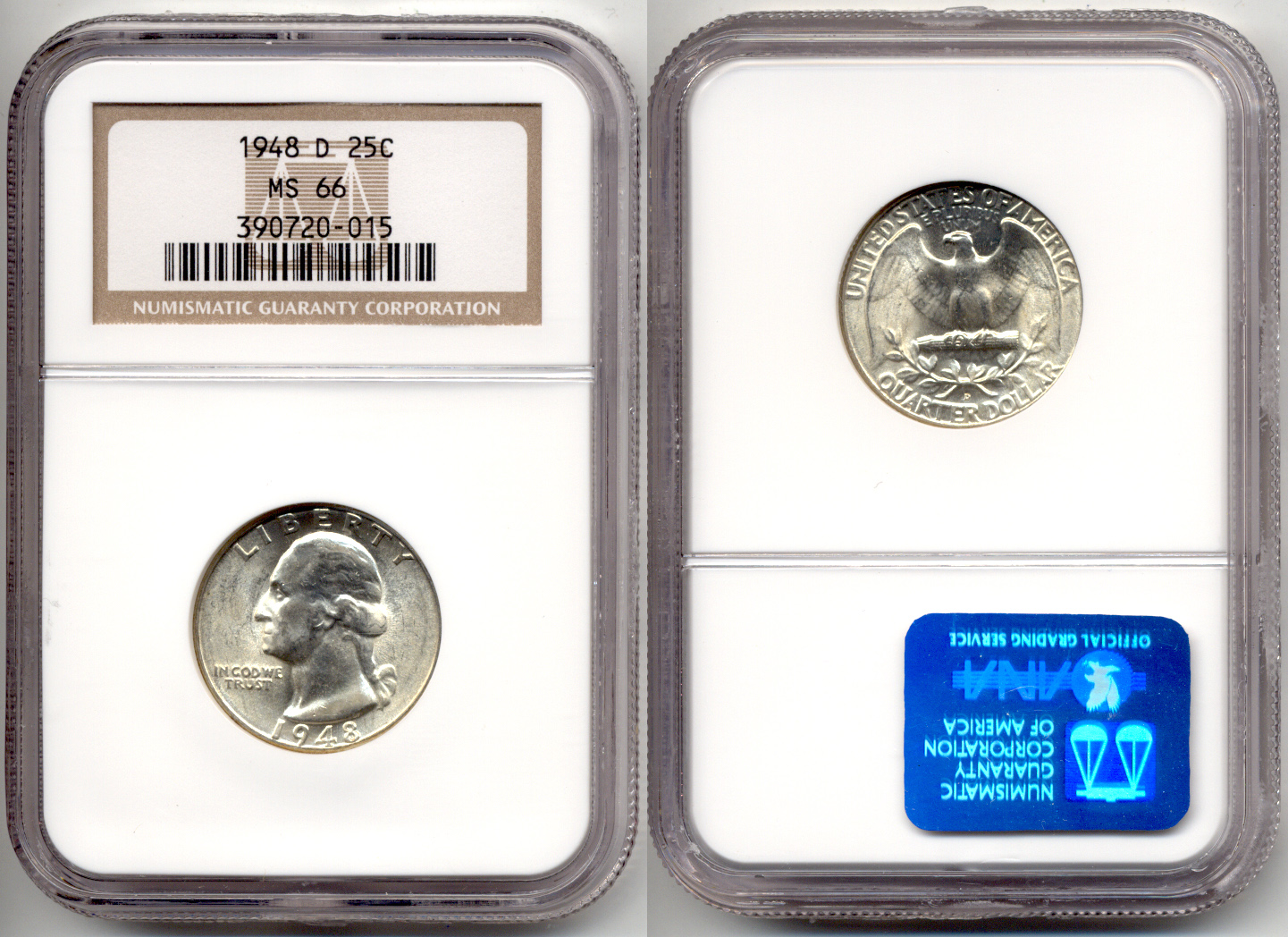 1948-D Washington Quarter NGC MS-66