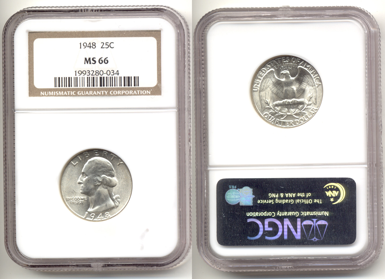1948 Washington Quarter NGC MS-66 a
