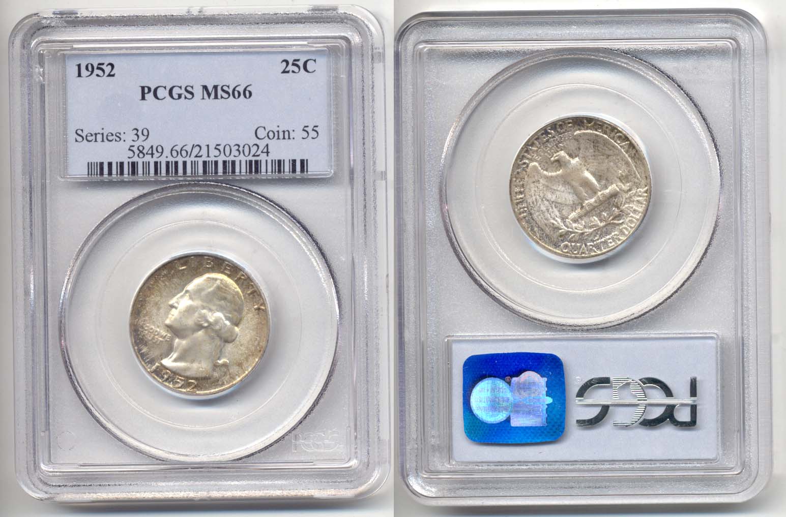 1952 Washington Quarter PCGS MS-66