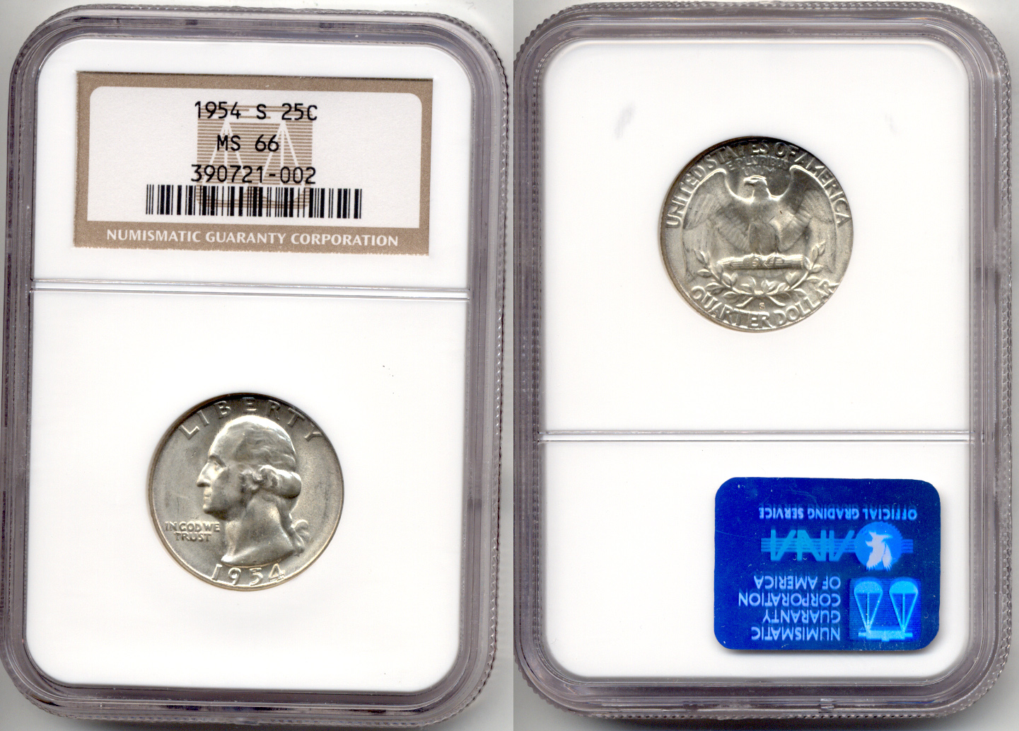 1954-S Washington Quarter NGC MS-66 b