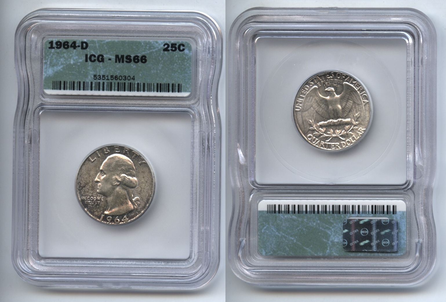 1964 Washington Quarter ICG MS-66