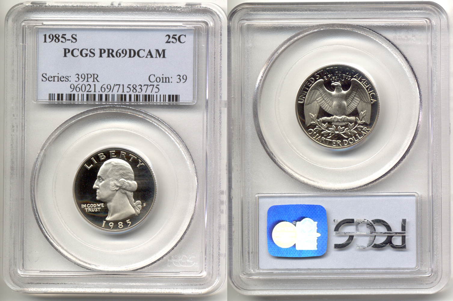 1985-S Washington Quarter PCGS Proof-69 Deep Cameo