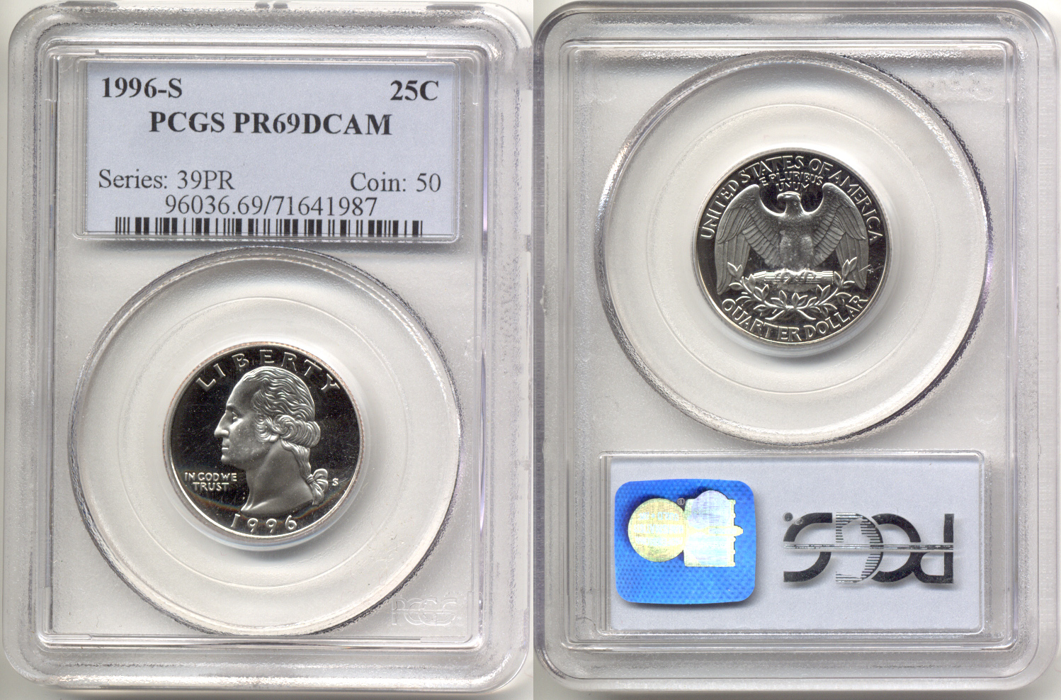 1996-S Clad Washington Quarter PCGS Proof-69 Deep Cameo
