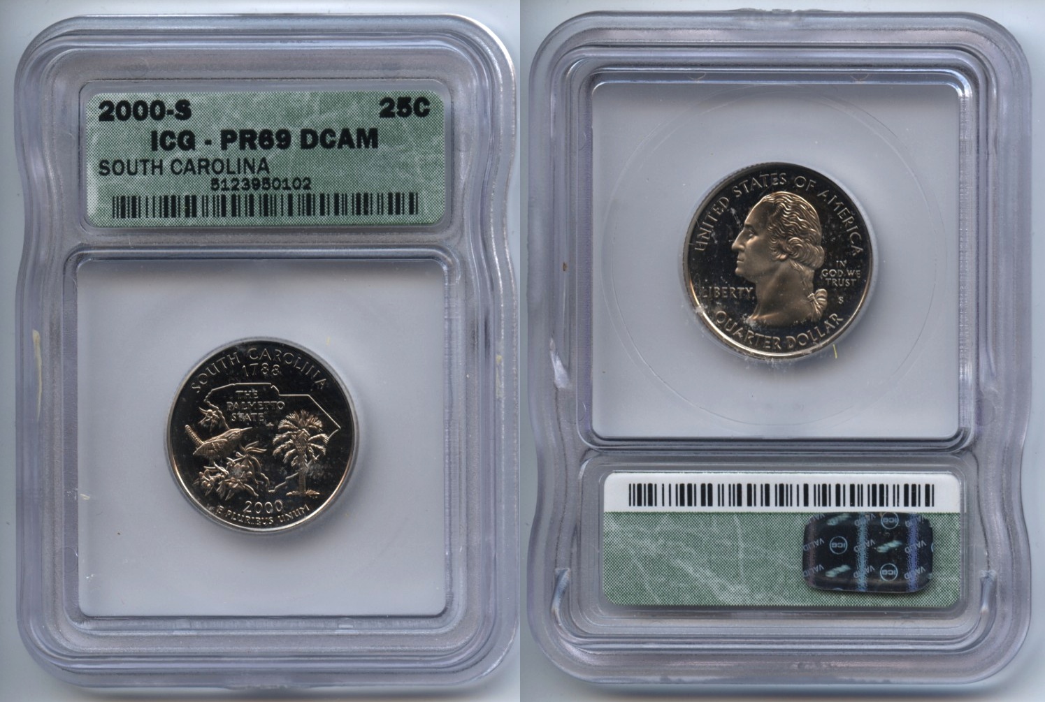 2000-S South Carolina State Quarter ICG Deep Cameo Proof-69