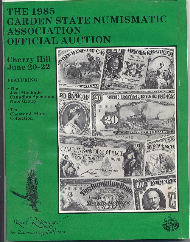 Kurt R Krueger Garden State Numismatic Association Auction June 1985