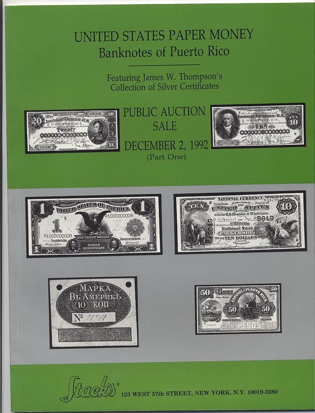 Stacks Banknotes of Puerto Rico Sale December 1992