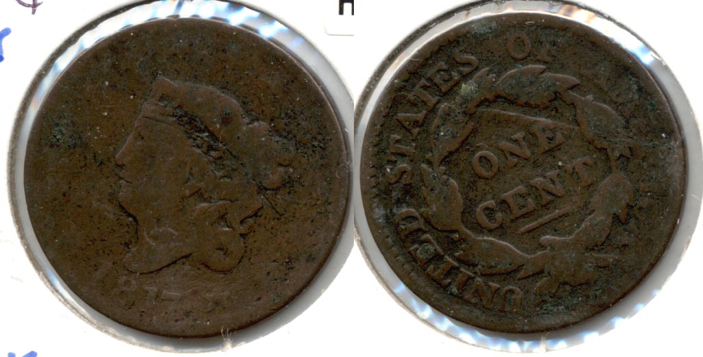 1817 Coronet Large Cent AG-3 a