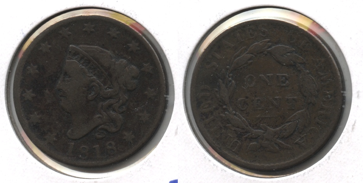 1818 Coronet Large Cent Fine-12