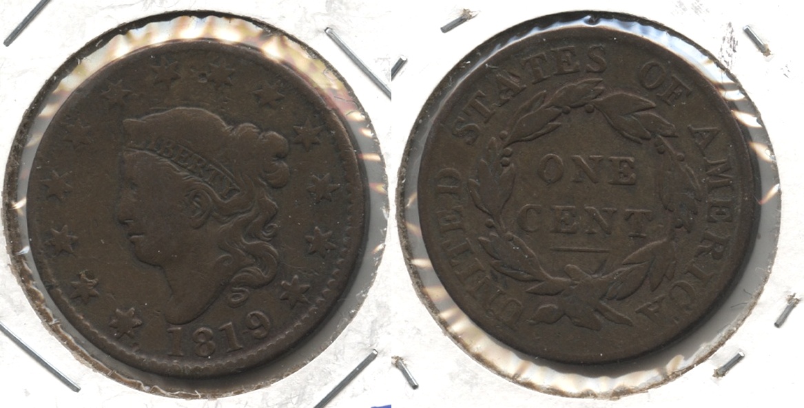 1819 Coronet Large Cent Fine-12