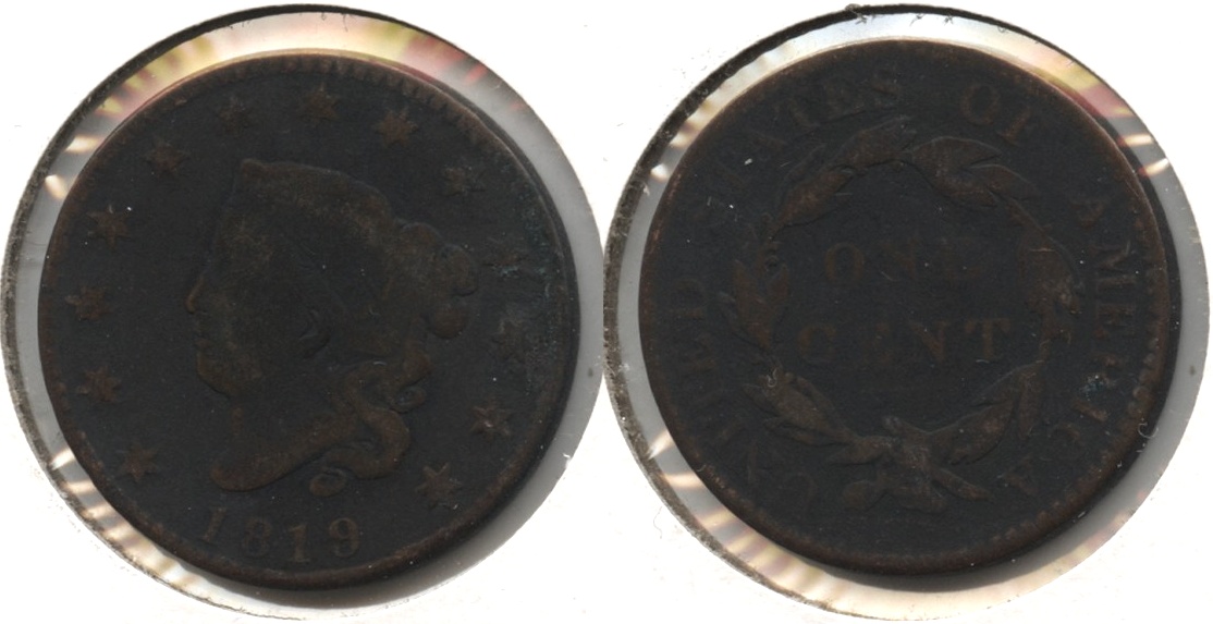 1819 Coronet Large Cent Good-4 #b Dark