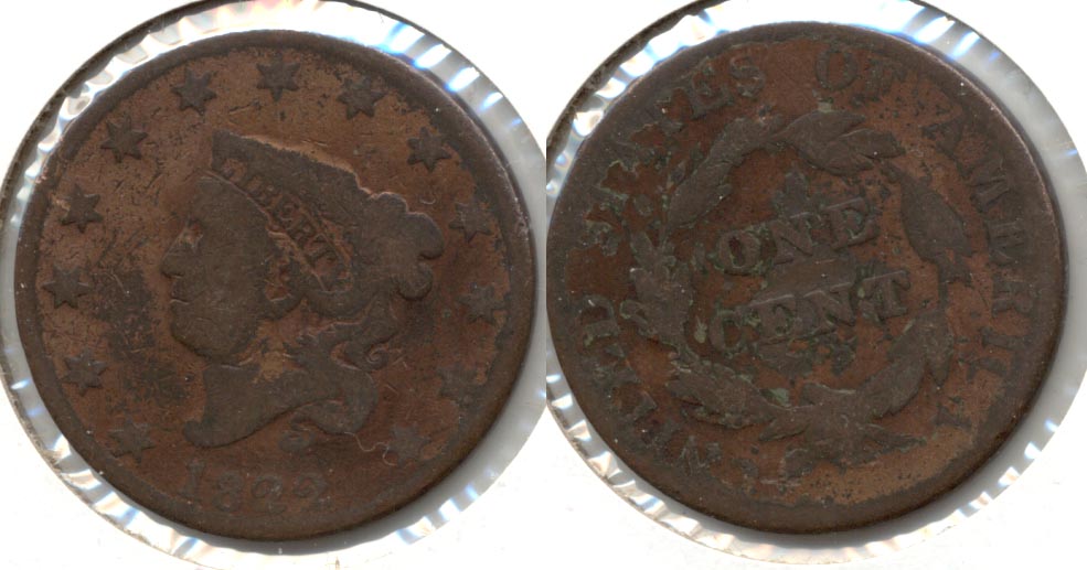 1822 Coronet Large Cent G-4