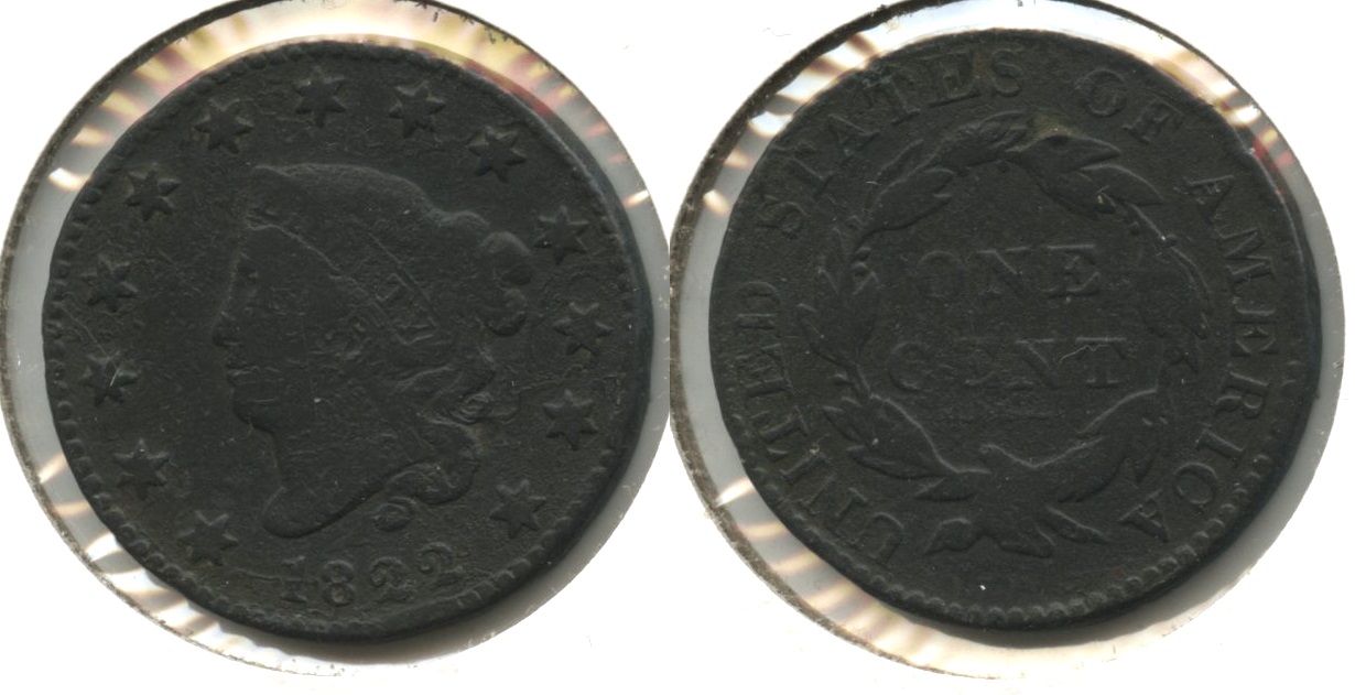1822 Coronet Large Cent VG-8 #b Dark