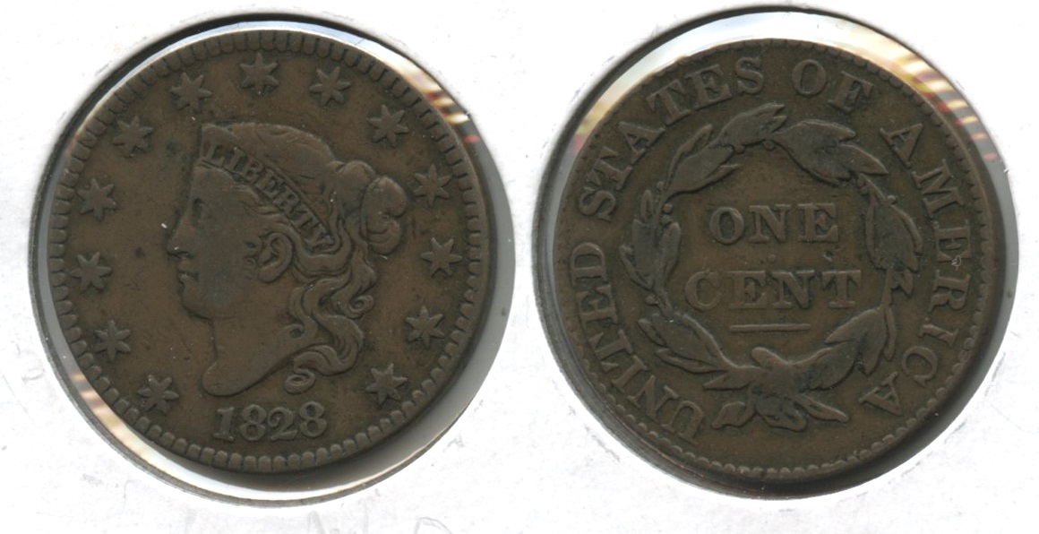 1828 Coronet Large Cent Fine-12