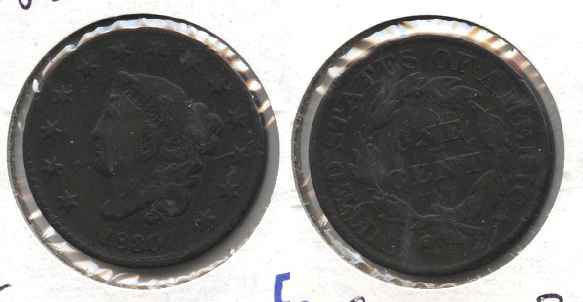 1830 Coronet Large Cent Fine-12