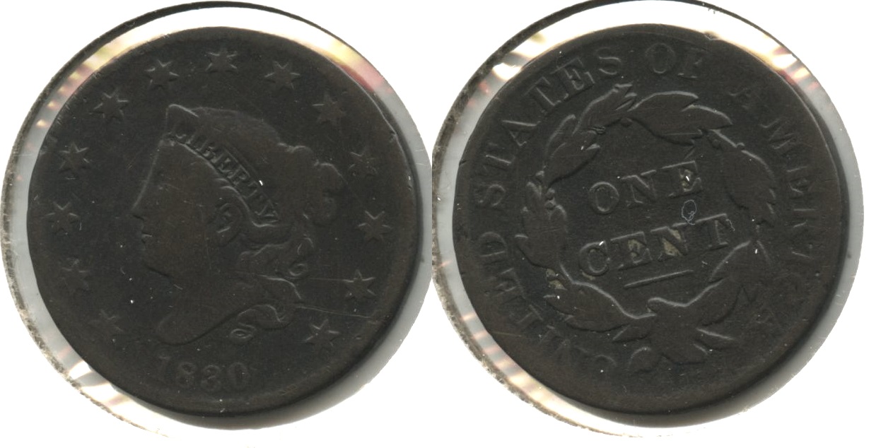 1830 Coronet Large Cent VG-8 #d