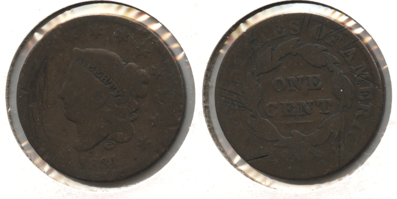 1831 Coronet Large Cent Good-4 #d Reverse Scratches