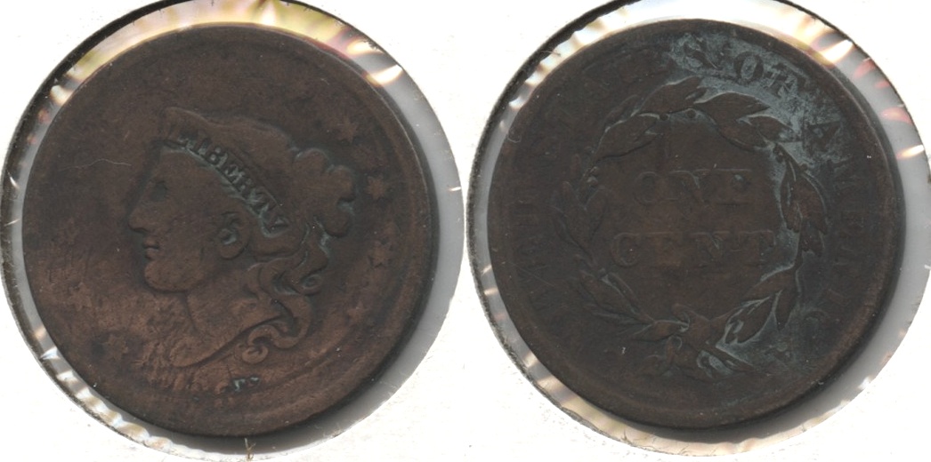 1837 Coronet Large Cent AG-3 #b Cleaned