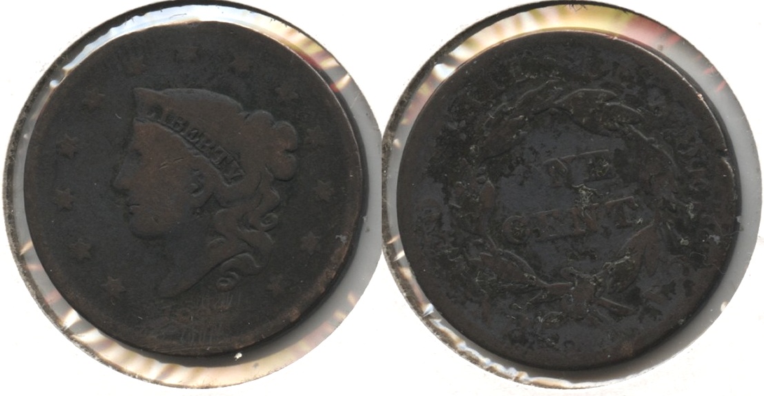 1837 Coronet Large Cent Good-4 #e Reverse Matter