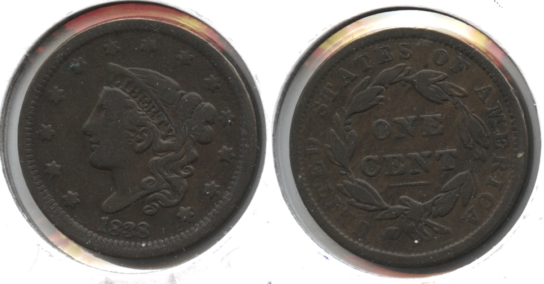 1838 Coronet Large Cent F-12 #p
