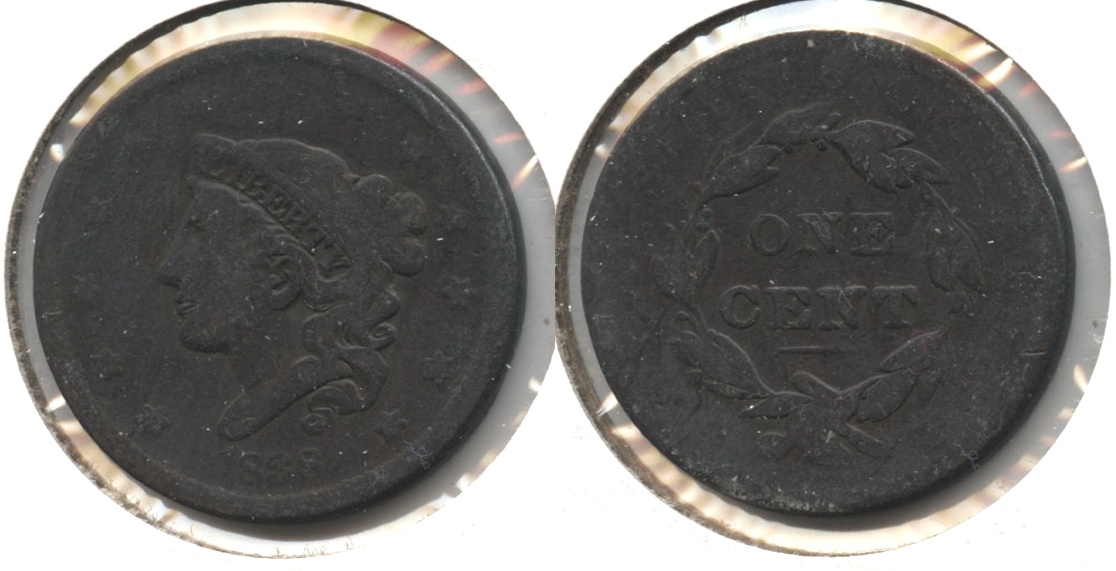 1838 Coronet Large Cent Good-4 #f