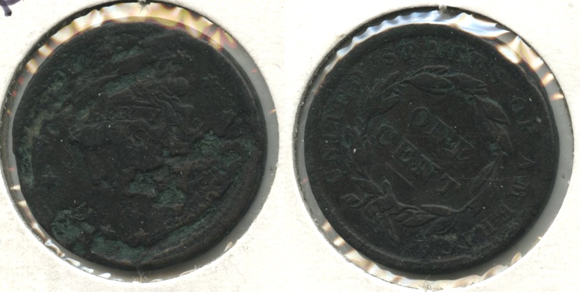 1839 Coronet Large Cent Fine-12 #f Heavy Pits