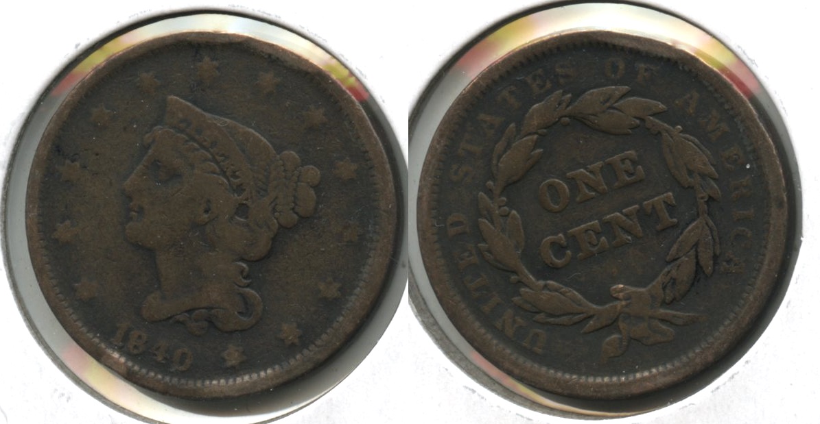 1840 Large Cent VG-8 #d Rim Bumps