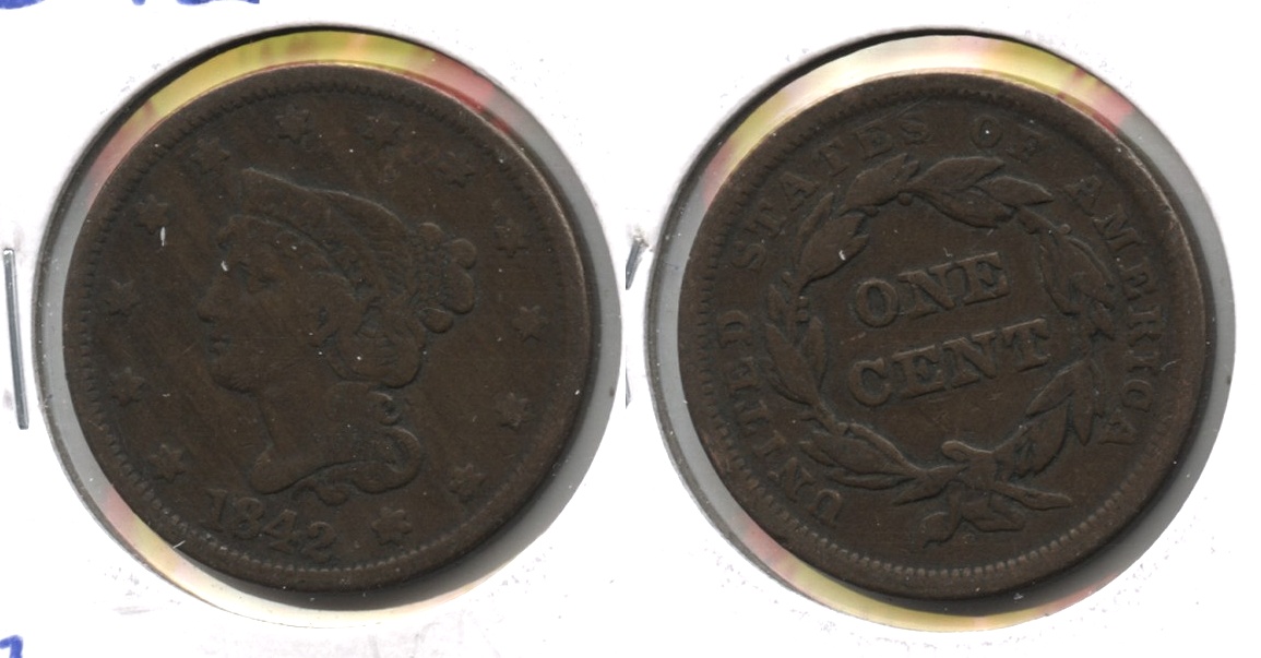 1842 Coronet Large Cent F-12 #e