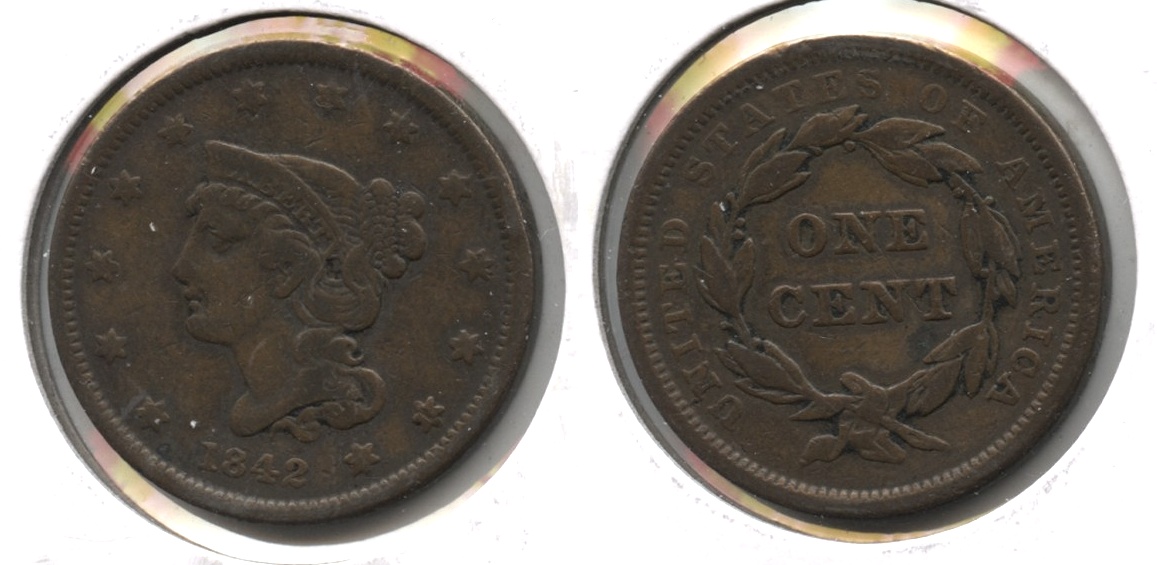 1842 Coronet Large Cent F-12 #f