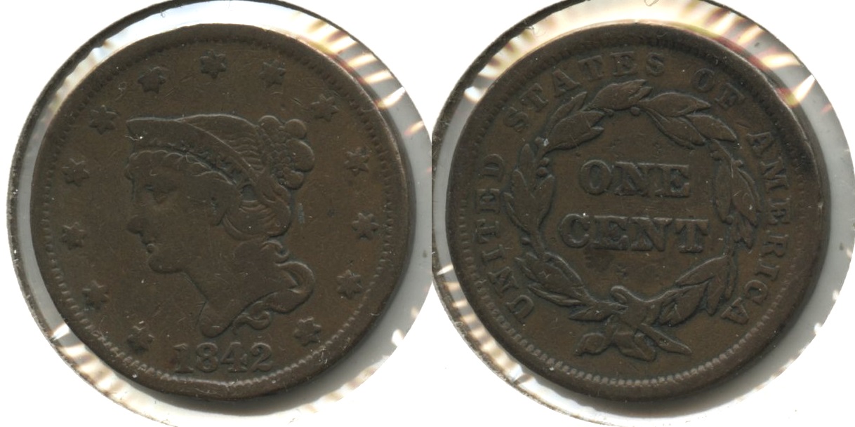1842 Coronet Large Cent VG-8 #j