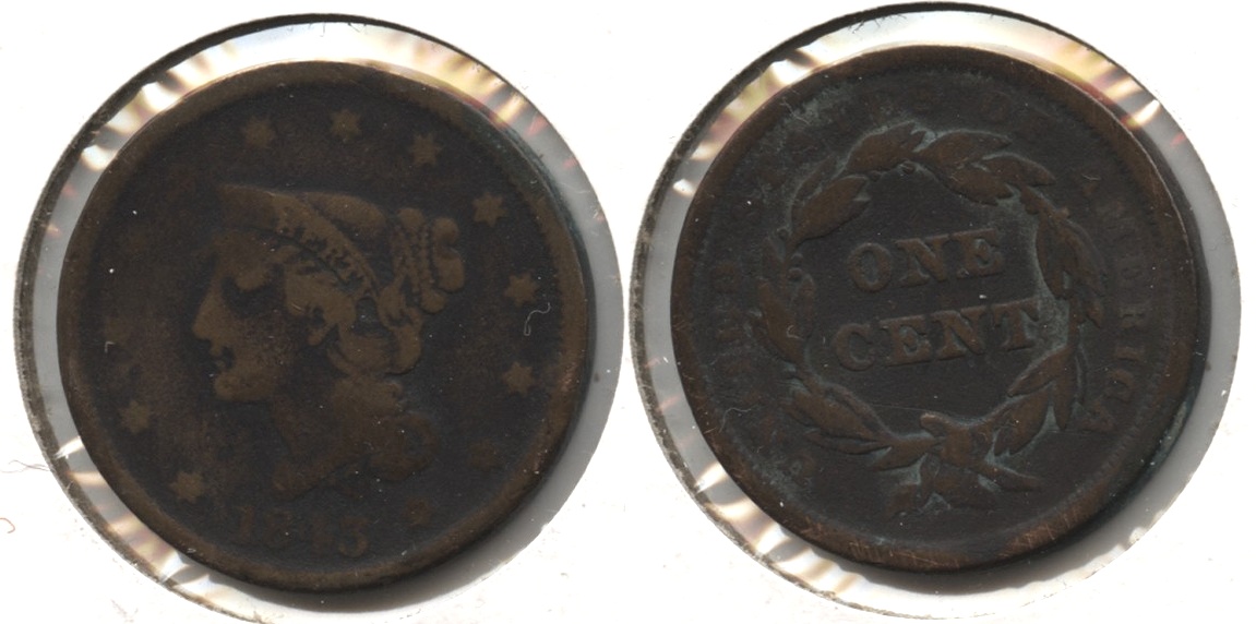 1843 Coronet Large Cent VG-8 #a Bit Dark
