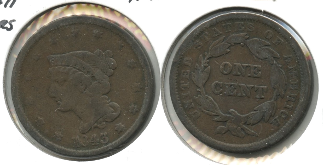 1843 Coronet Large Cent VG-8 #g