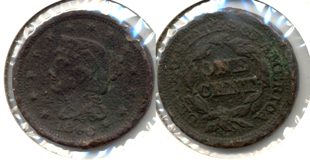 1846 Coronet Large Cent F-12 Very Rough